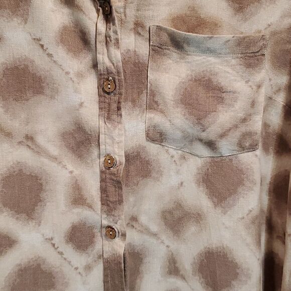 Joan Rivers linen blend boyfriend shibori shirt size XS - Picture 5 of 10